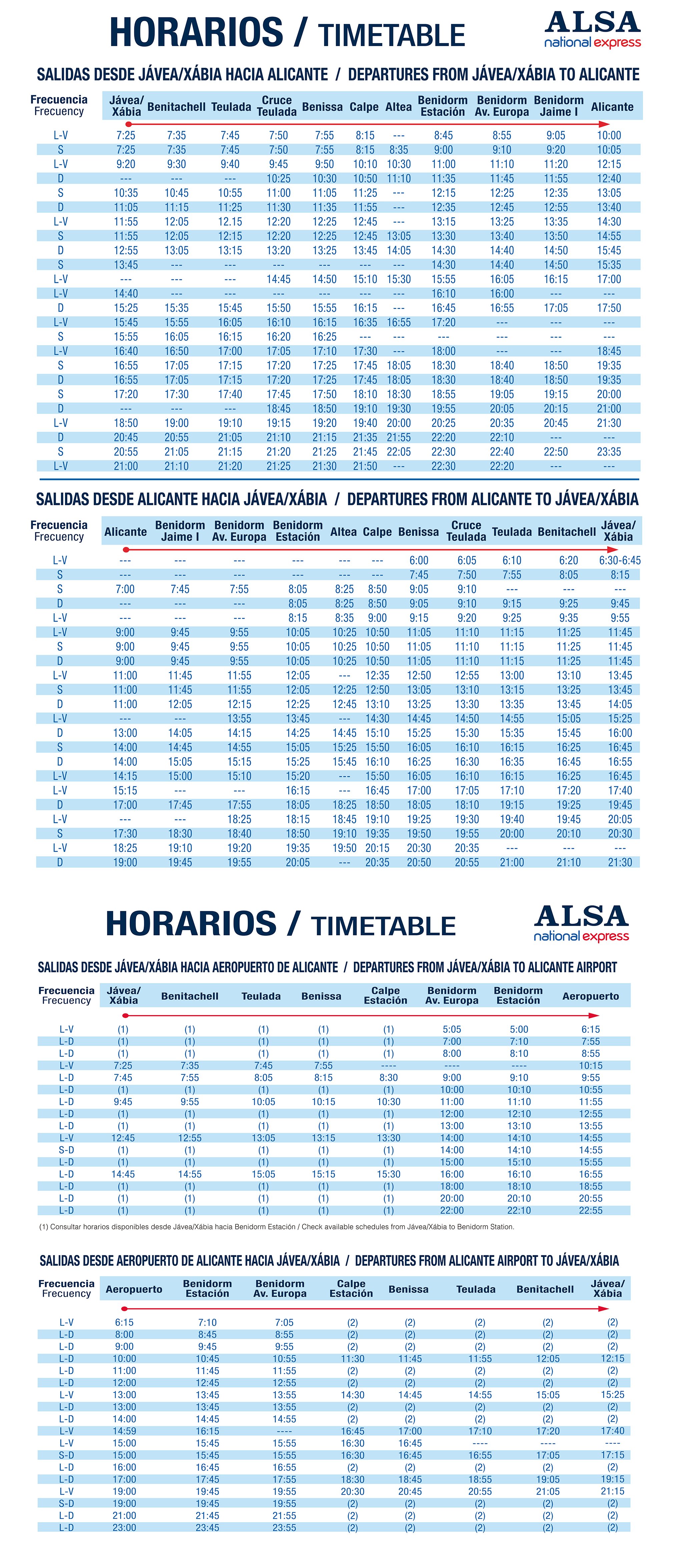 Autobuses Jávea-Alicante, Alicante-Jávea y rutas al aeropuerto de El Altet