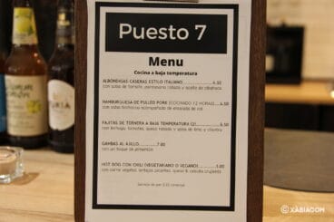 Carta de tapas de Puesto 7- nuevo negocio del Mercat de Xàbia