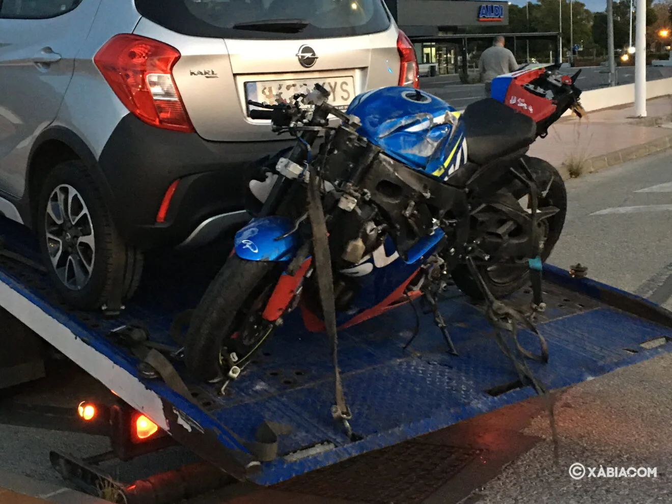 Estado de la moto accidentada