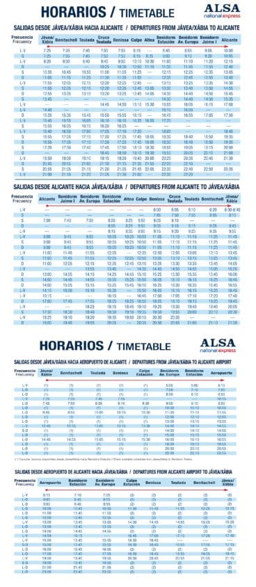 Autobuses Jávea-Alicante, Alicante-Jávea y rutas hasta el aeropuerto de El Altet