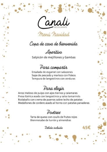 Menú de Navidad y Año Nuevo – Restaurante Canali