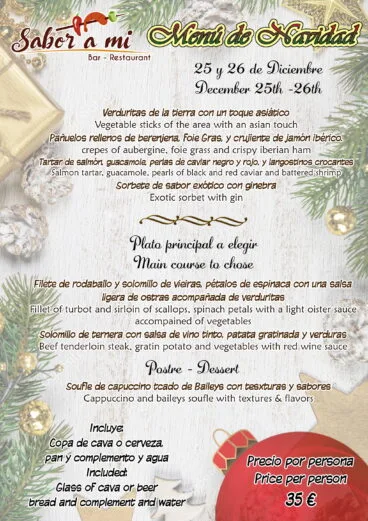 Menú de Navidad en Restaurante Sabor a mi