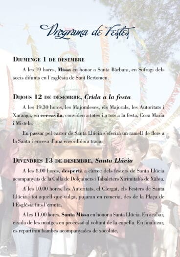 Programación Santa Llúcia 2019
