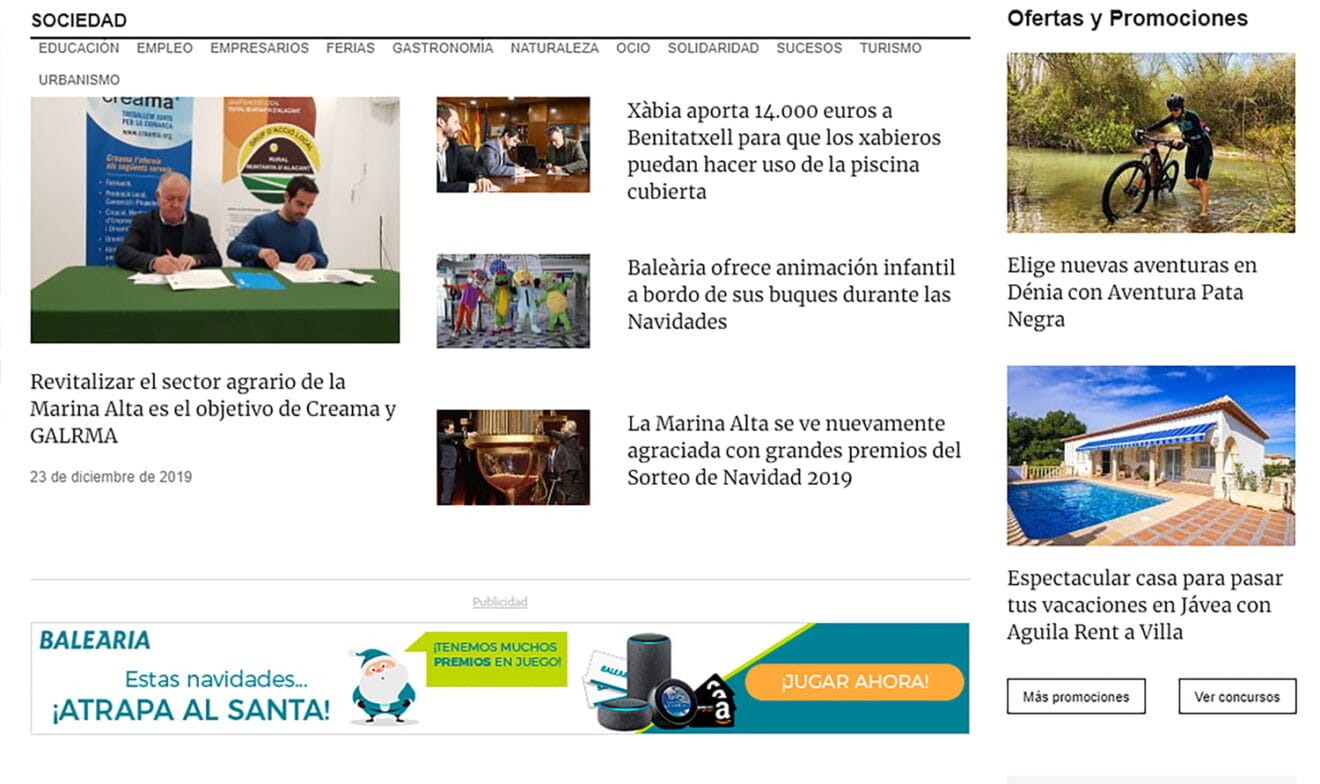 Sección de Sociedad y promociones