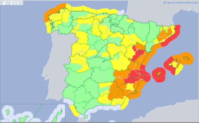 Imagen: Alerta roja para mañana lunes en la Marina Alta