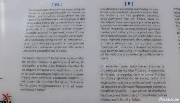 Detalle del panel informativo de Les Pesqueres