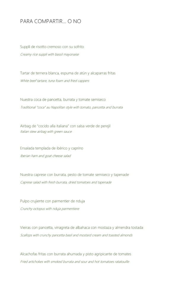 Imagen: Nueva carta del Restaurante Da Giulia, página 1