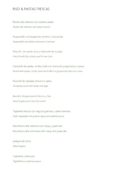 Nueva carta en el Restaurante Da Giulia, página 3