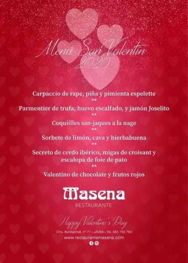 Menú de San Valentín en Restaurante Masena
