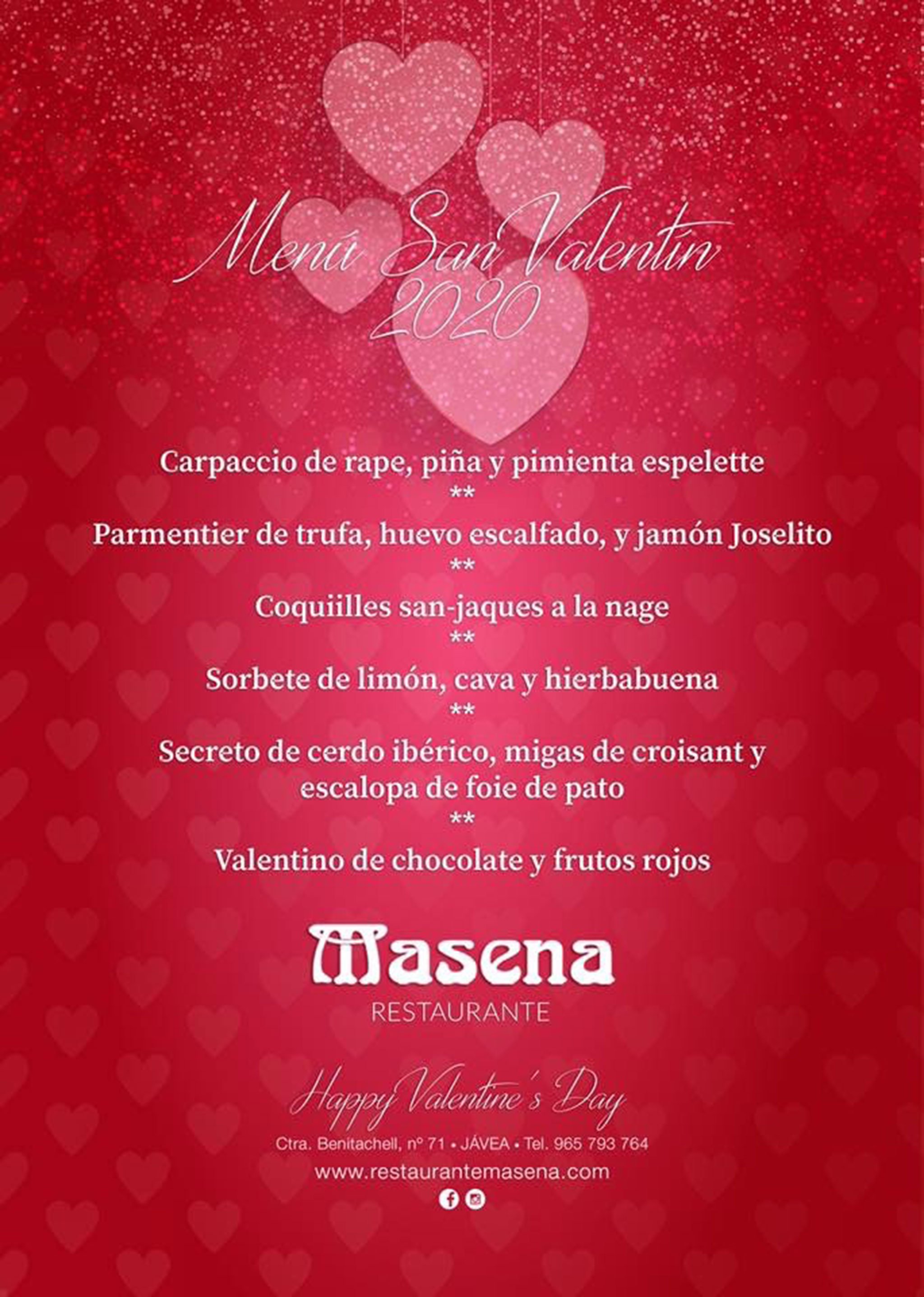 Menú de San Valentín en Restaurante Masena