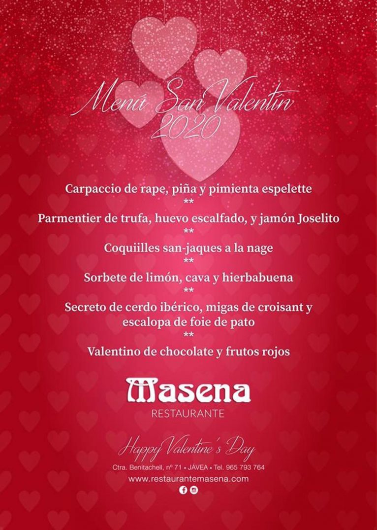 Menú de San Valentín en Jávea - Restaurante Masena