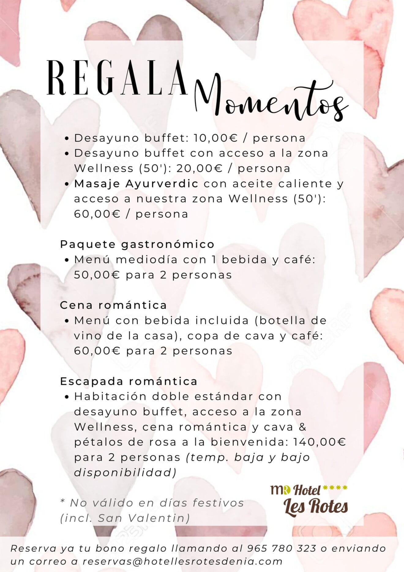 Regala momentos y experiencias para tu San Valentín en Dénia - Hotel Les Rotes
