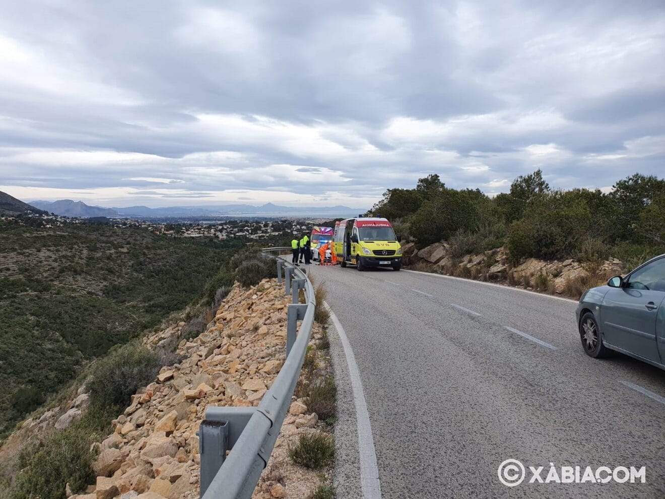 Accidente de un motorista en la carretera de las planas