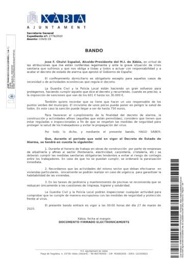 Bando- Medidas de seguridad frente a COVID-19 en obras en construccion y actividades afines durante estado alarma