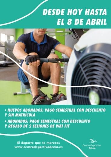Cartel de nueva promoción para abonados – Centro Deportivo Dénia