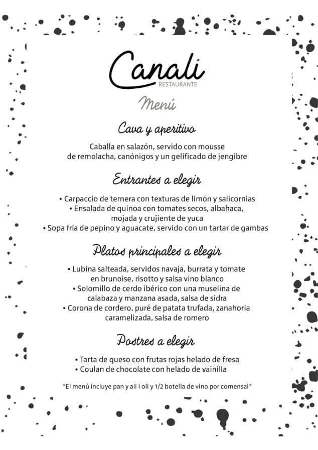 Imagen: Menú en español - Restaurante Canali