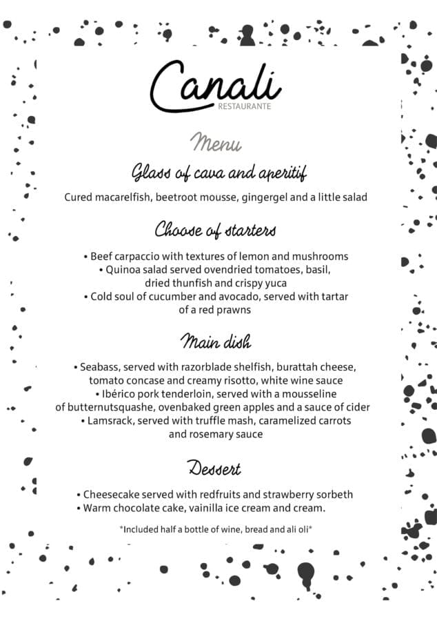 Imagen: Menú en inglés - Restaurante Canali