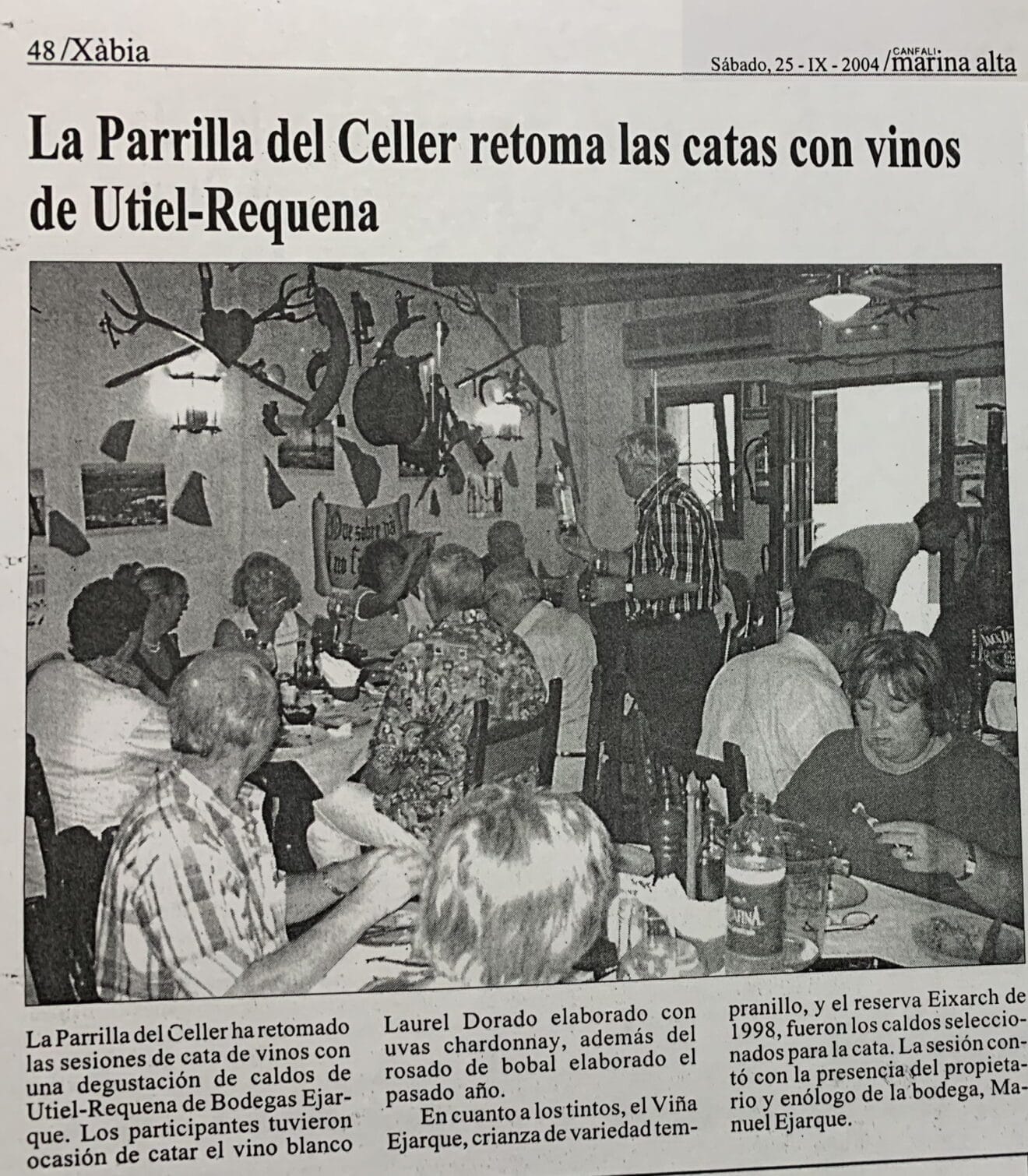 Recorte de prensa comarcal sobre la Cata de la Parrilla en 2004