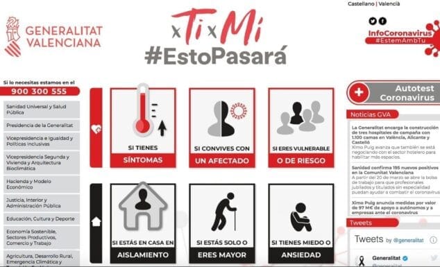 Imagen: Web de información sobre coronavirus para la población