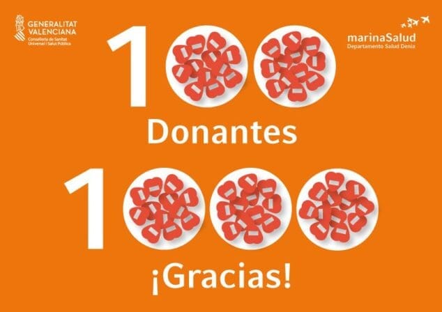 Imagen: 100 donantes, 1000 gracias del hospital de Dénia