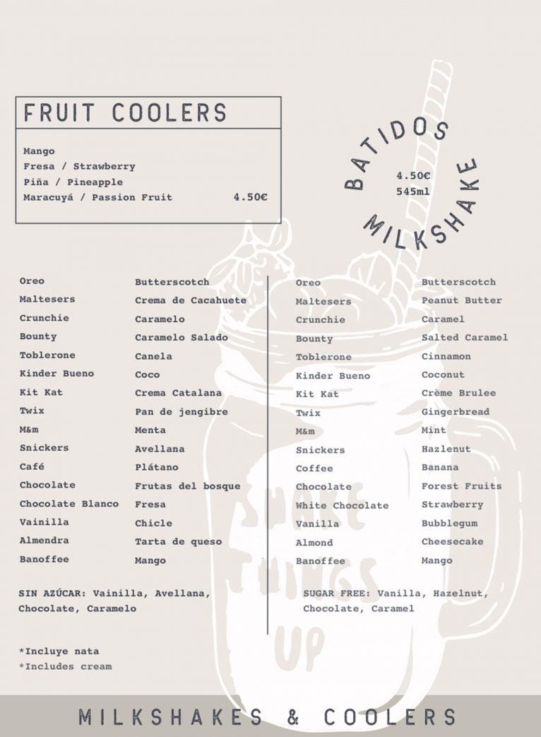 Fruit coolers y batidos (milk shakes) en Jávea - Nostro Café Costa