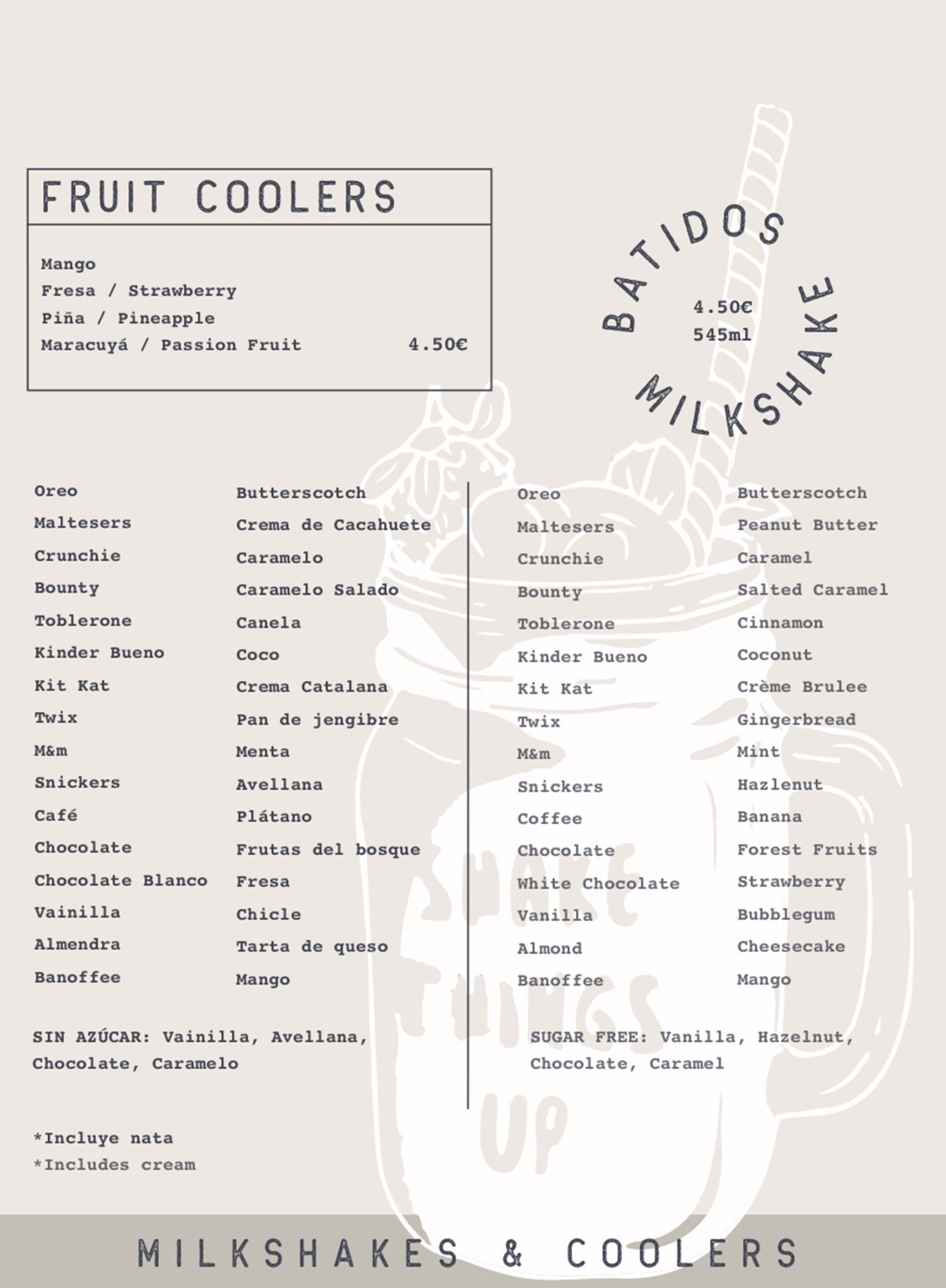 Fruit coolers y batidos (milk shakes) en Jávea – Nostro Café Costa