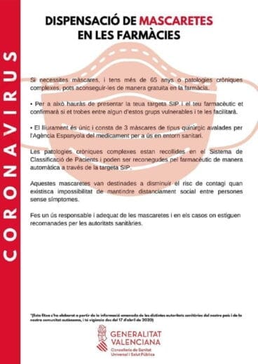 Información sobre las mascarillas