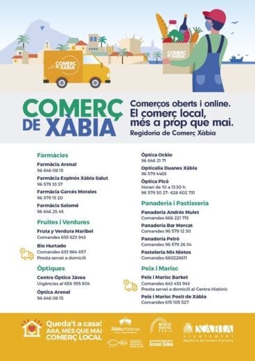 Tiendas abiertas y que dan servicio a domicilio en Xàbia