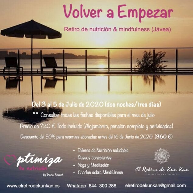 Imagen: Cartel informativo de retiro de nutrición y mindfulness en Jávea