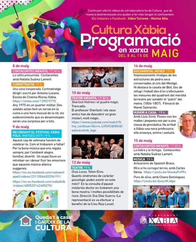 Imagen: Programación cultural en red de mayo en Xàbia