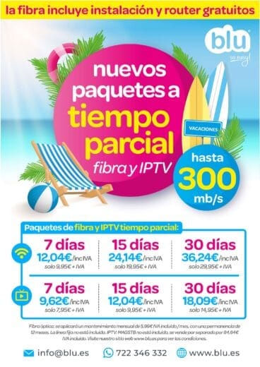 Nuevos paquetes de fibra óptica a tiempo parcial – Blu