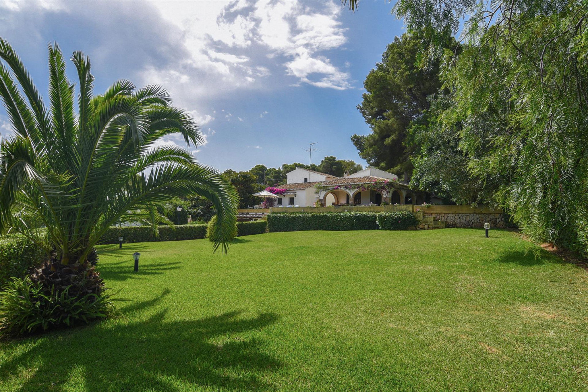 Césped y jardín en una casa de vacaciones con capacidad para 18 personas en Jávea – Aguila Rent a Villa