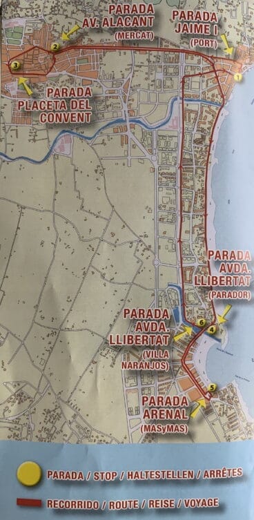 Itinerario del Tren Turístico de Xàbia