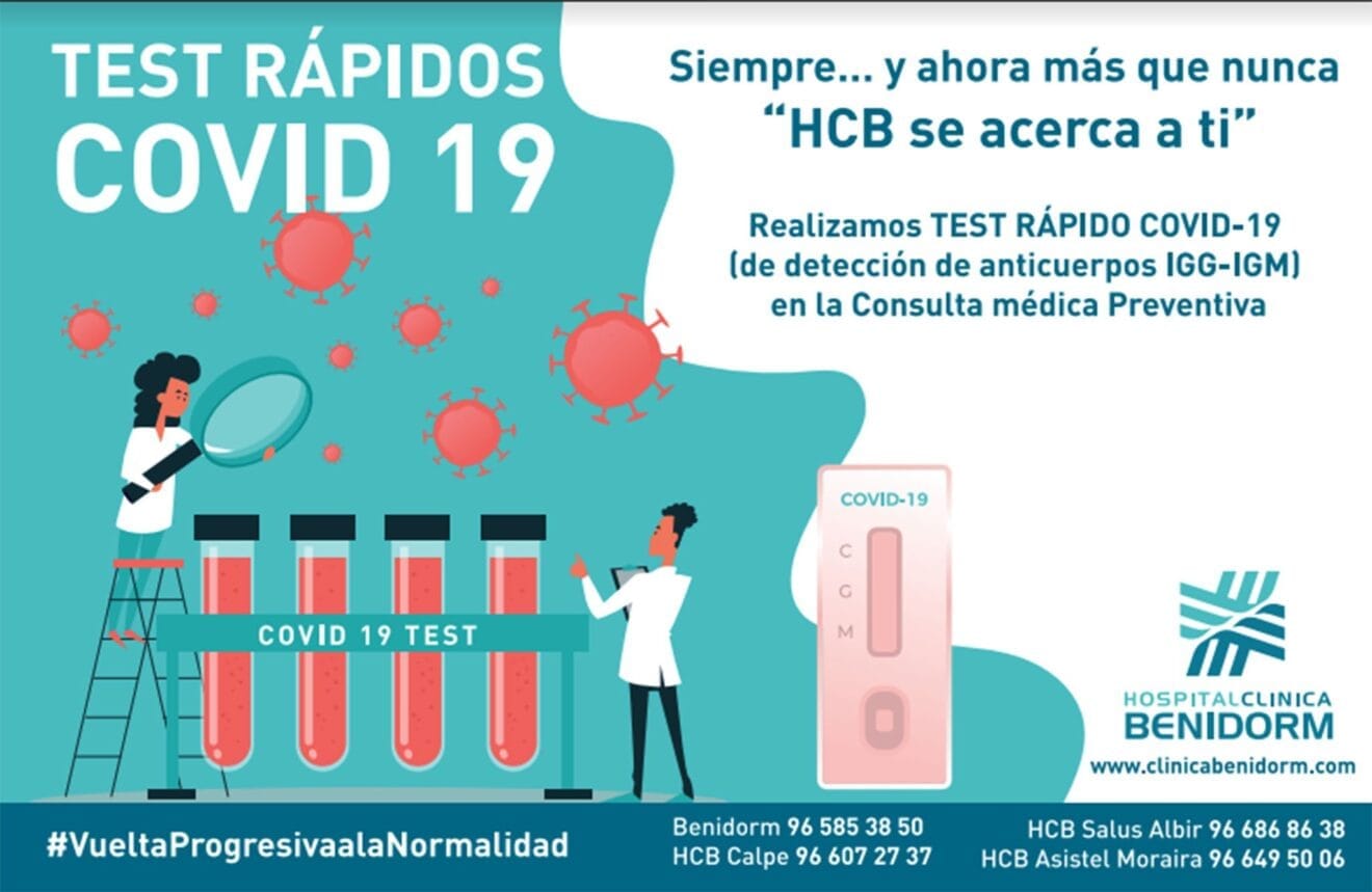 Si tienes dudas, realízate un test rápido COVID-19 en Hospital Clínica Benidorm (HCB)