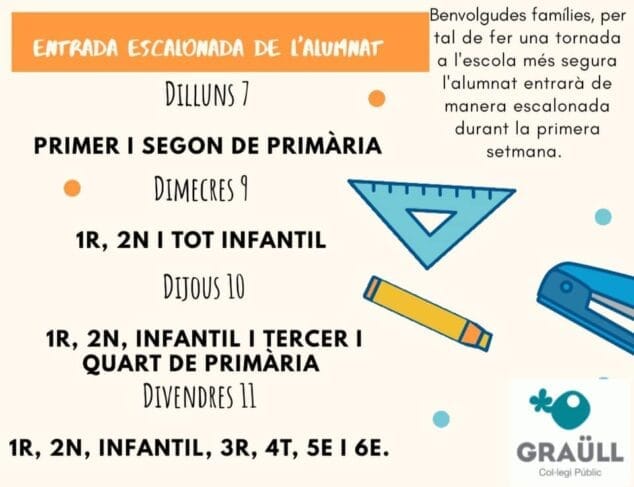 Imagen: El CP Graül programa un inicio escolar escalonado
