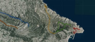 Ruta de la Torre del Gerro, en Dénia, a los Molinos de Xàbia, marcada en naranja (Fuente: Institut Cartogràfic Valencià)