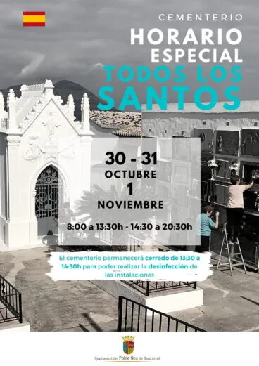 Horario del cementerio de Benitatxell con motivo del Día de Todos los Santos