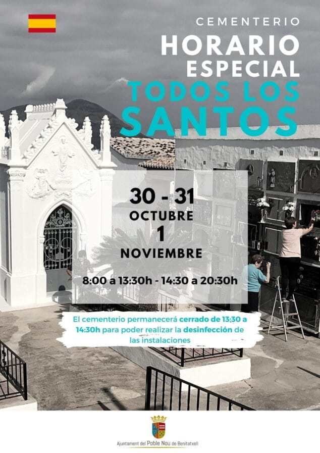 Imagen: Horario del cementerio de Benitatxell con motivo del Día de Todos los Santos