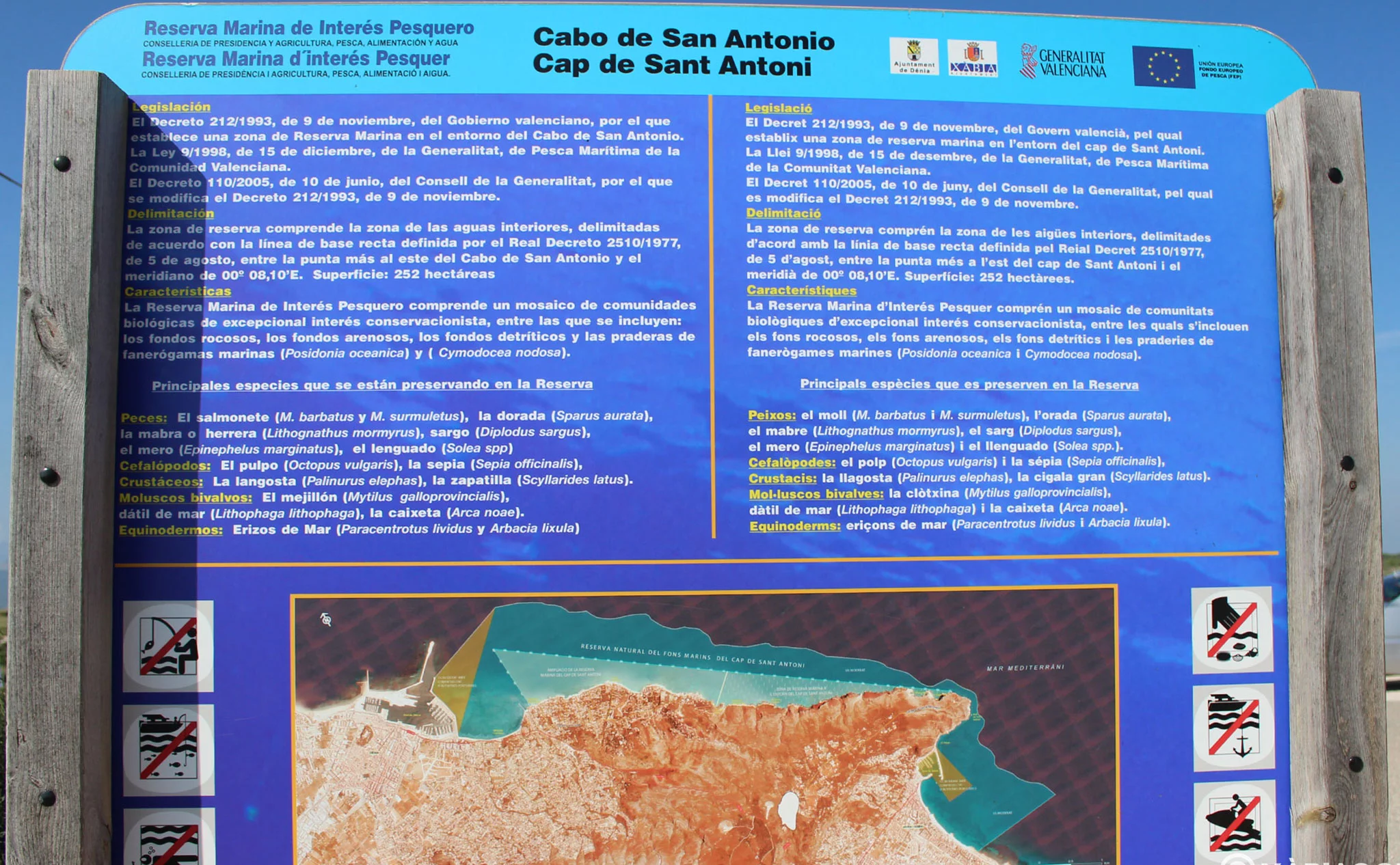 Panel informativo sobre el Cap de Sant Antoni de Xàbia