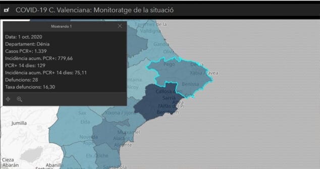 Imagen: Situación evolución de la pandemia en la Marina Alta