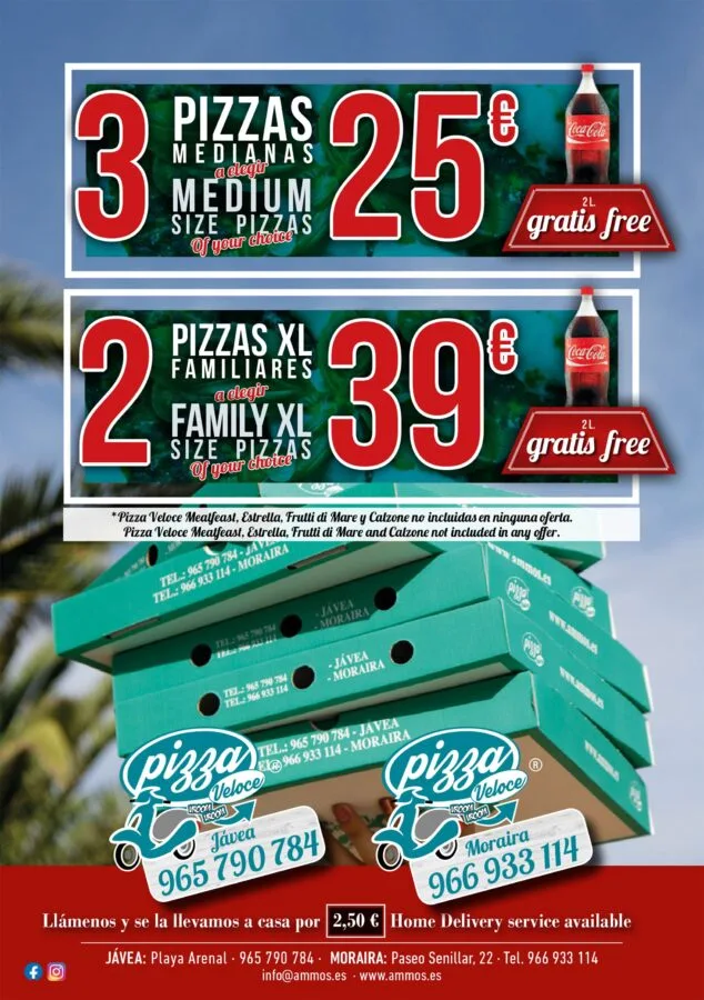 Imagen: Oferta de pizzas en Jávea - Restaurante Ammos