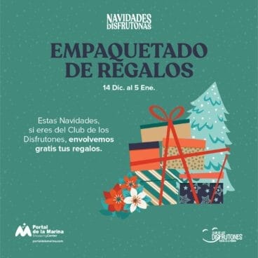 Empaquetado de regalos en las Navidades Disfrutonas de Portal de la Marina