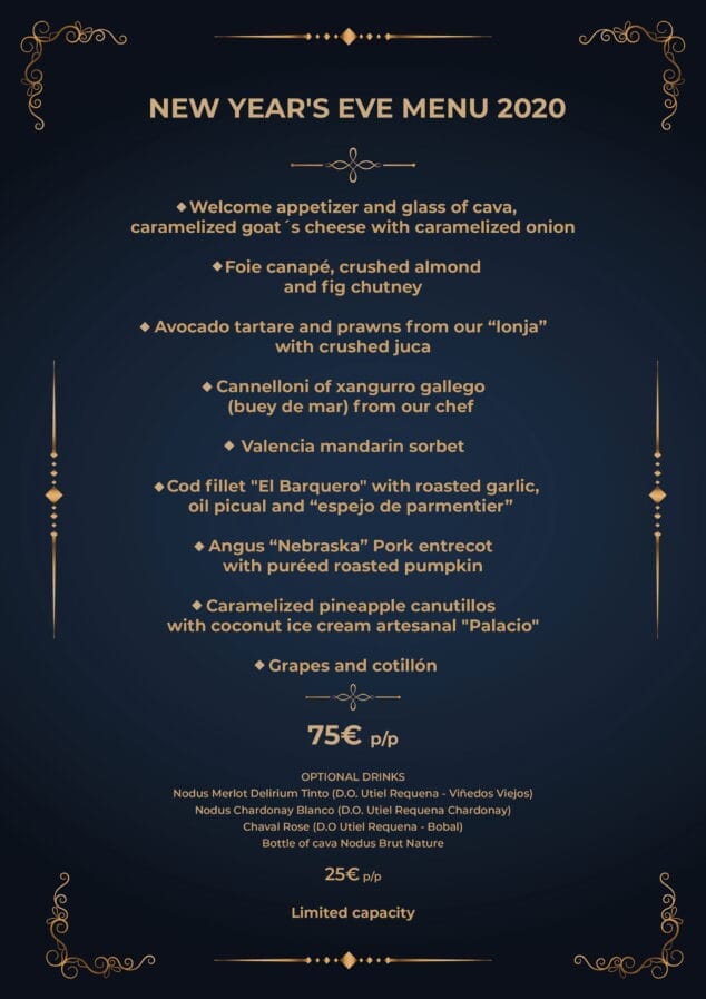 Imagen: Menú de Nochevieja en Jávea (en inglés) - Restaurante Noray