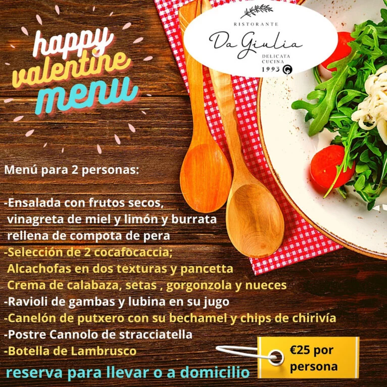 Menú de San Valentín en Restaurante Da Giulia