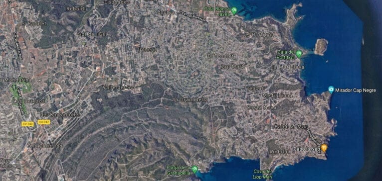 Orografía de las Calas de Xàbia