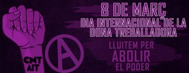 Imagen: Cartel del 8M del CNT-AIT de La Marina Alta