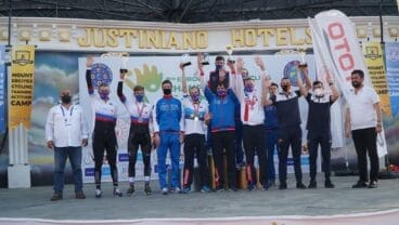 El podio del Campeonato de Europa de ciclismo