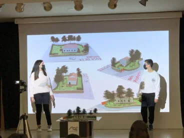 Los alumnos del CEIP Mediterrània durante la presentación