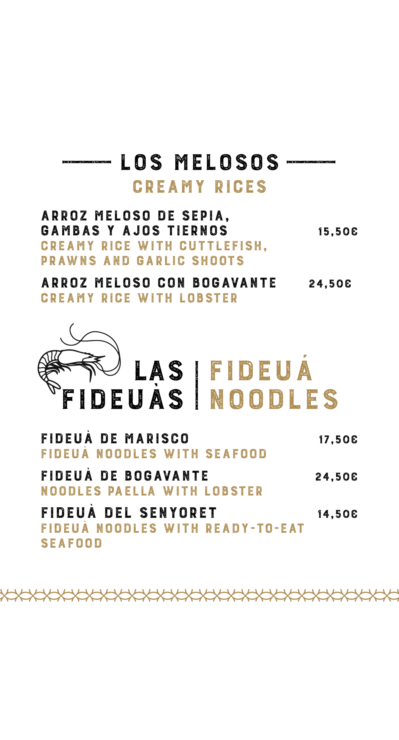 Arroces melosos y fideuàs en la carta de La Perla de Jávea