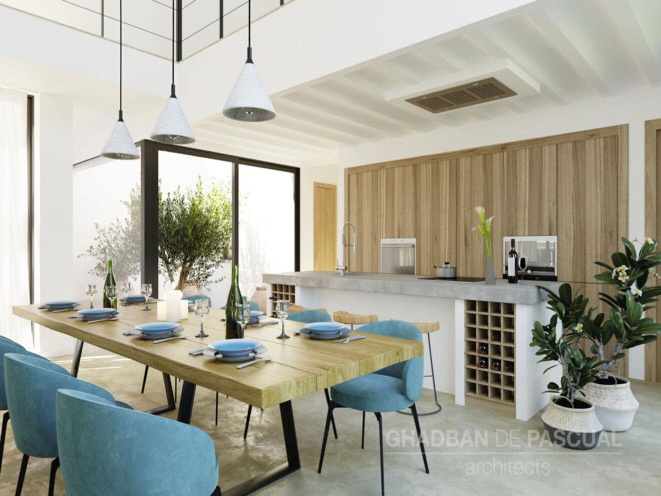 Cocina del proyecto de una villa ibicenca en Jávea - Atina Inmobiliaria